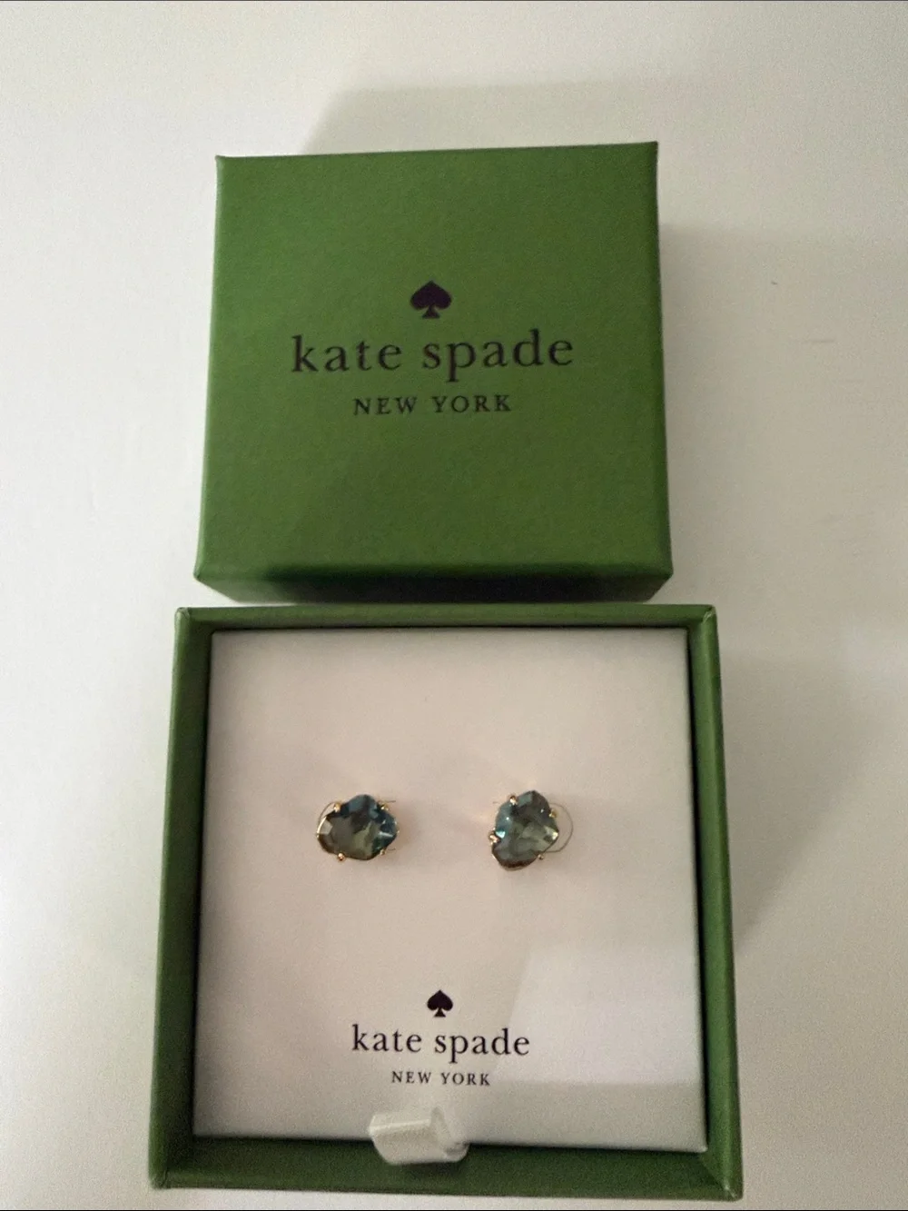 kate spade gold-tone studs with blue-green stones